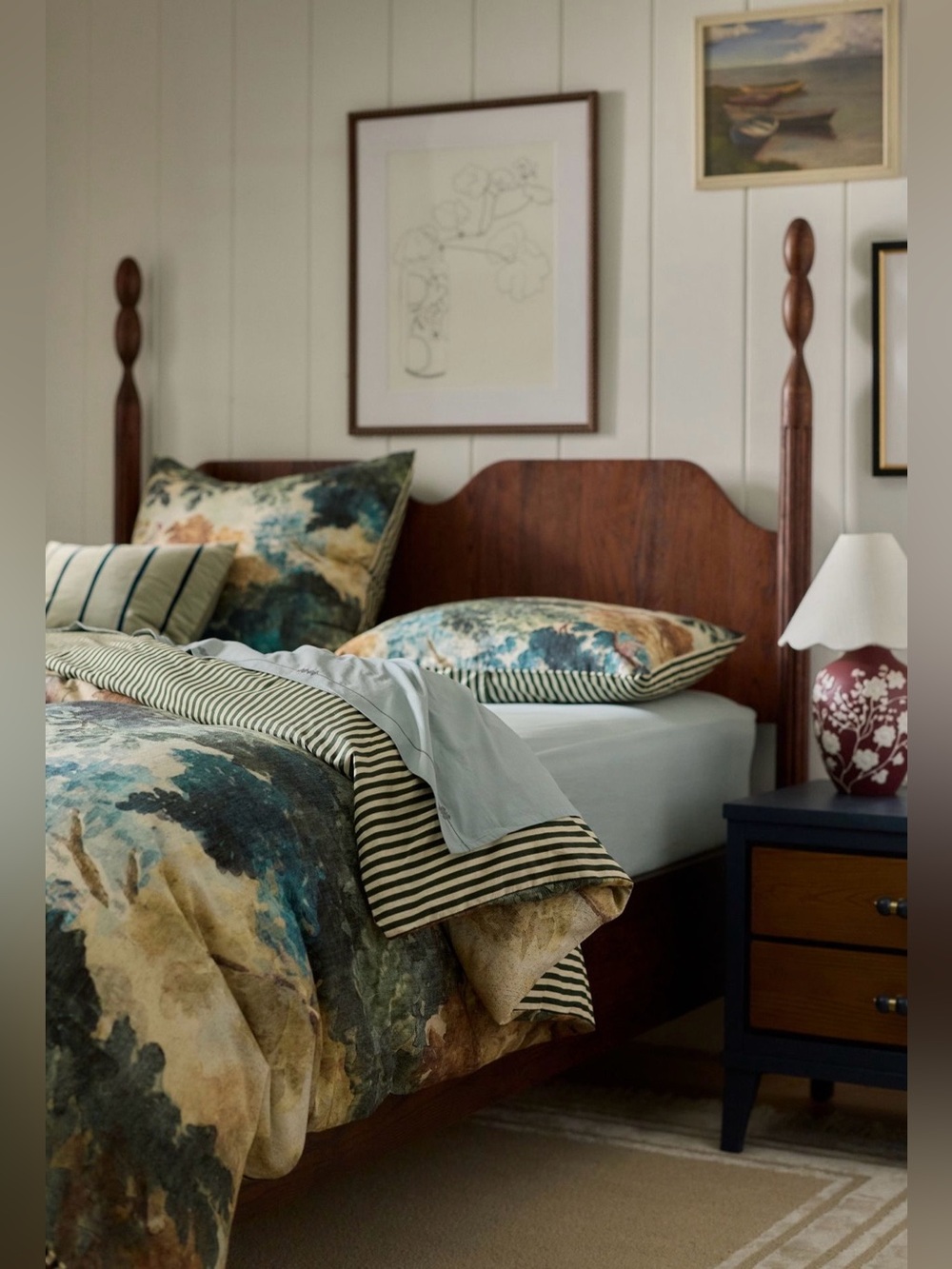 Anthropologie The Printed 100% Cotton-Slub Duvet & Shams, Judarn, Queen